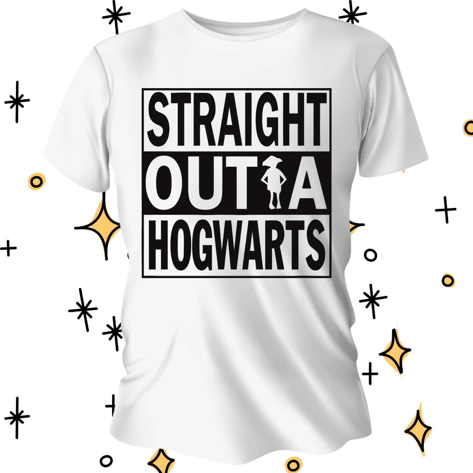 T-Shirt with 'Straight Outta Hogwarts' - available in different sizes